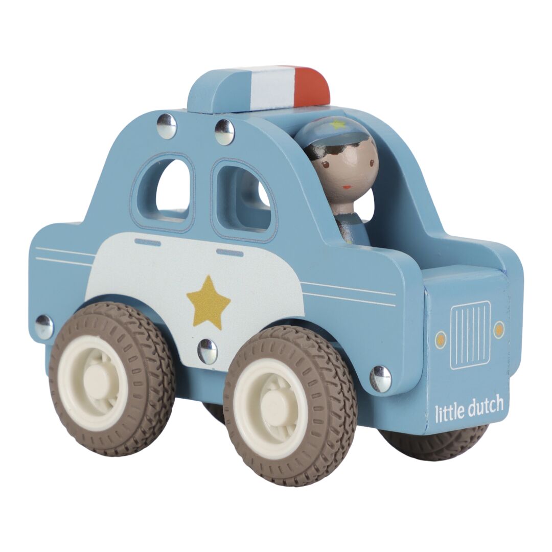 Polizeiwagen mit Holzpuppe