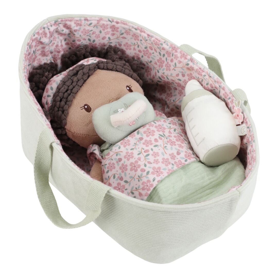 Babypuppe im Körbchen Evi | Grün