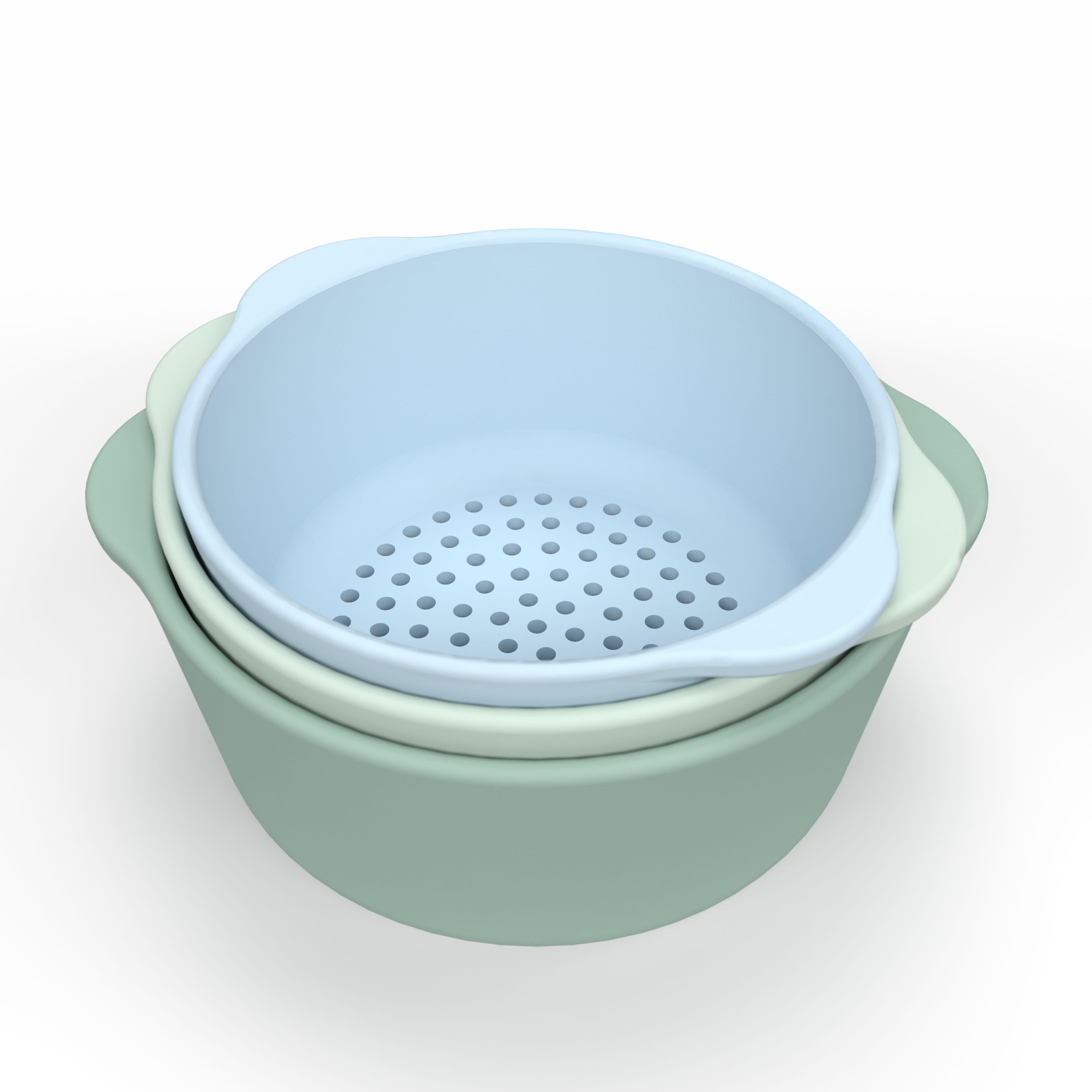 Stapelbare Silikon-Schalen Grün/Blau Pastell