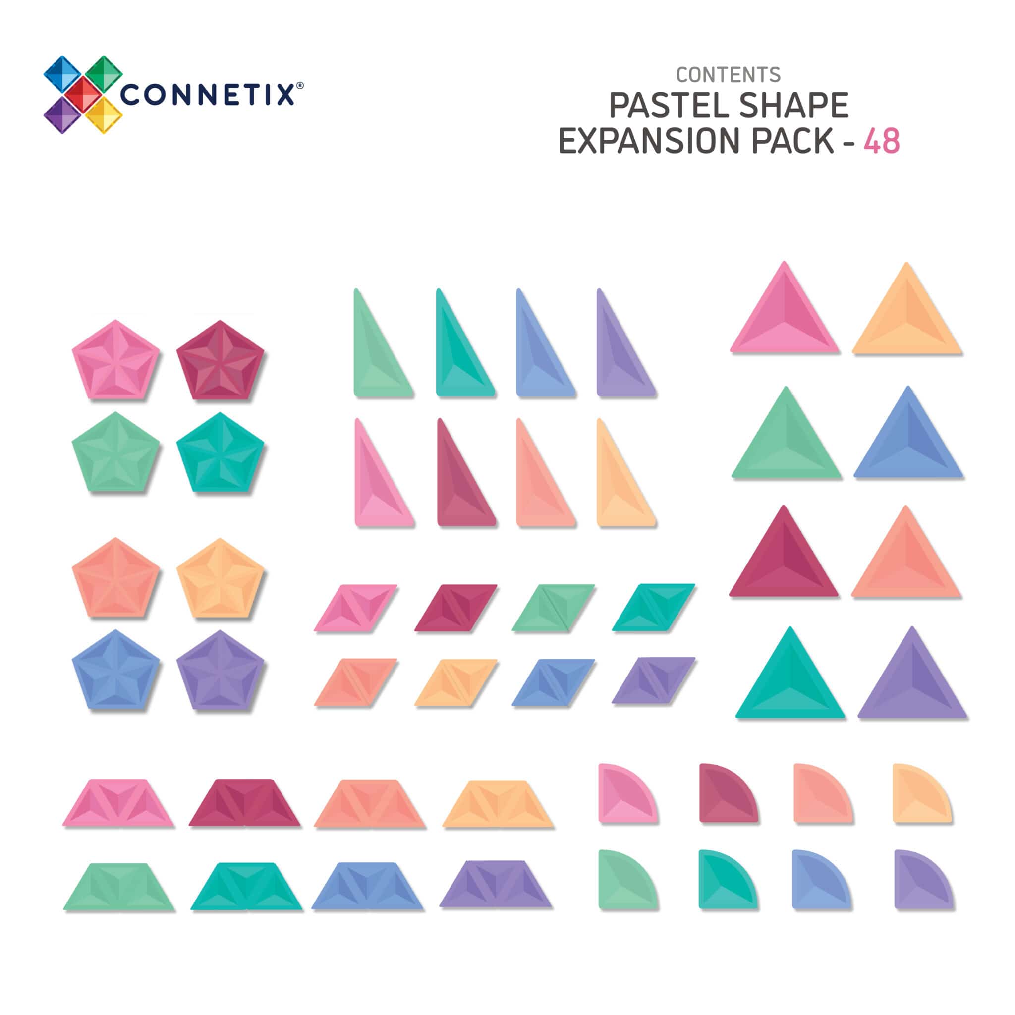 Magnetbausteine Pastel Shape Expansion Pack 48tlg.