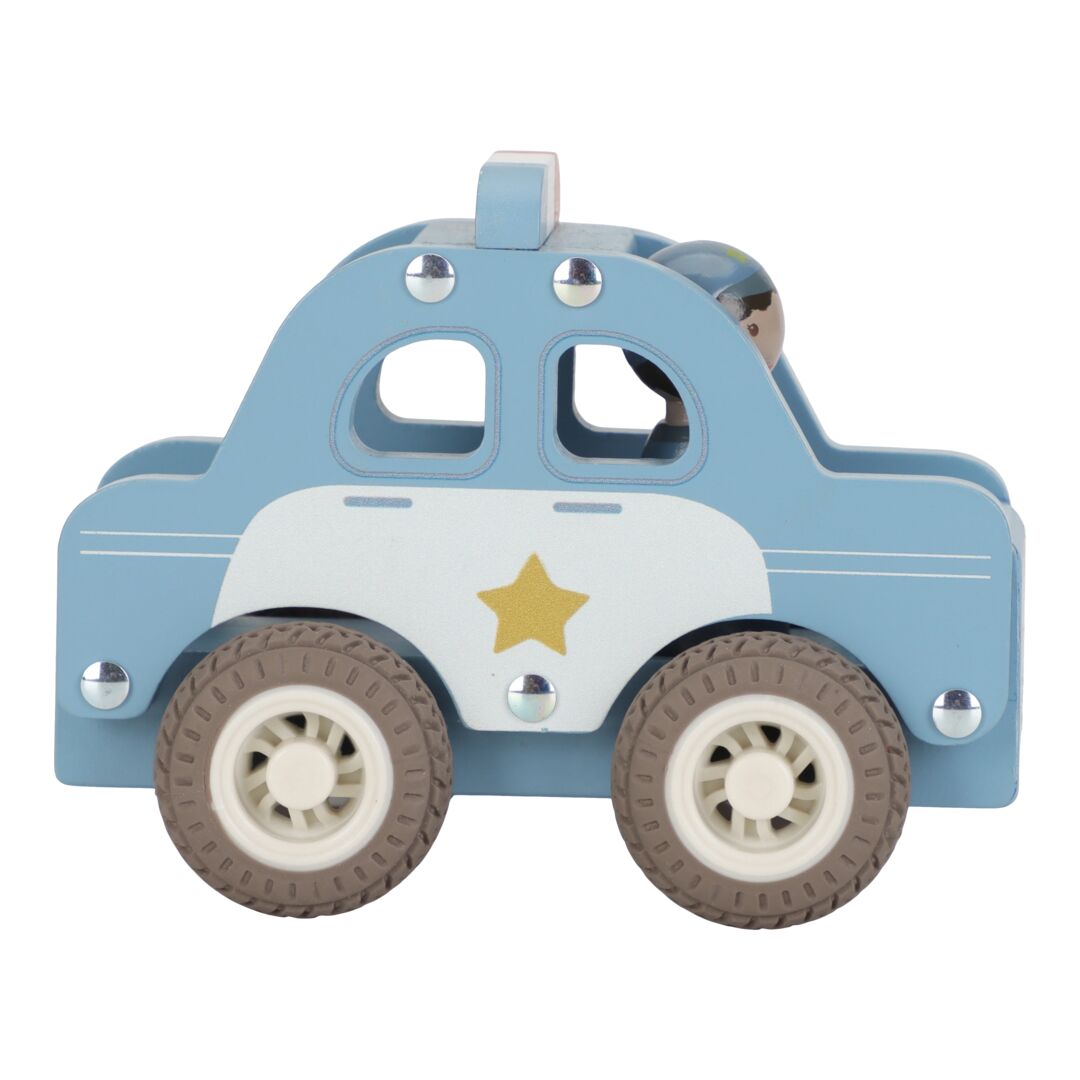 Polizeiwagen mit Holzpuppe