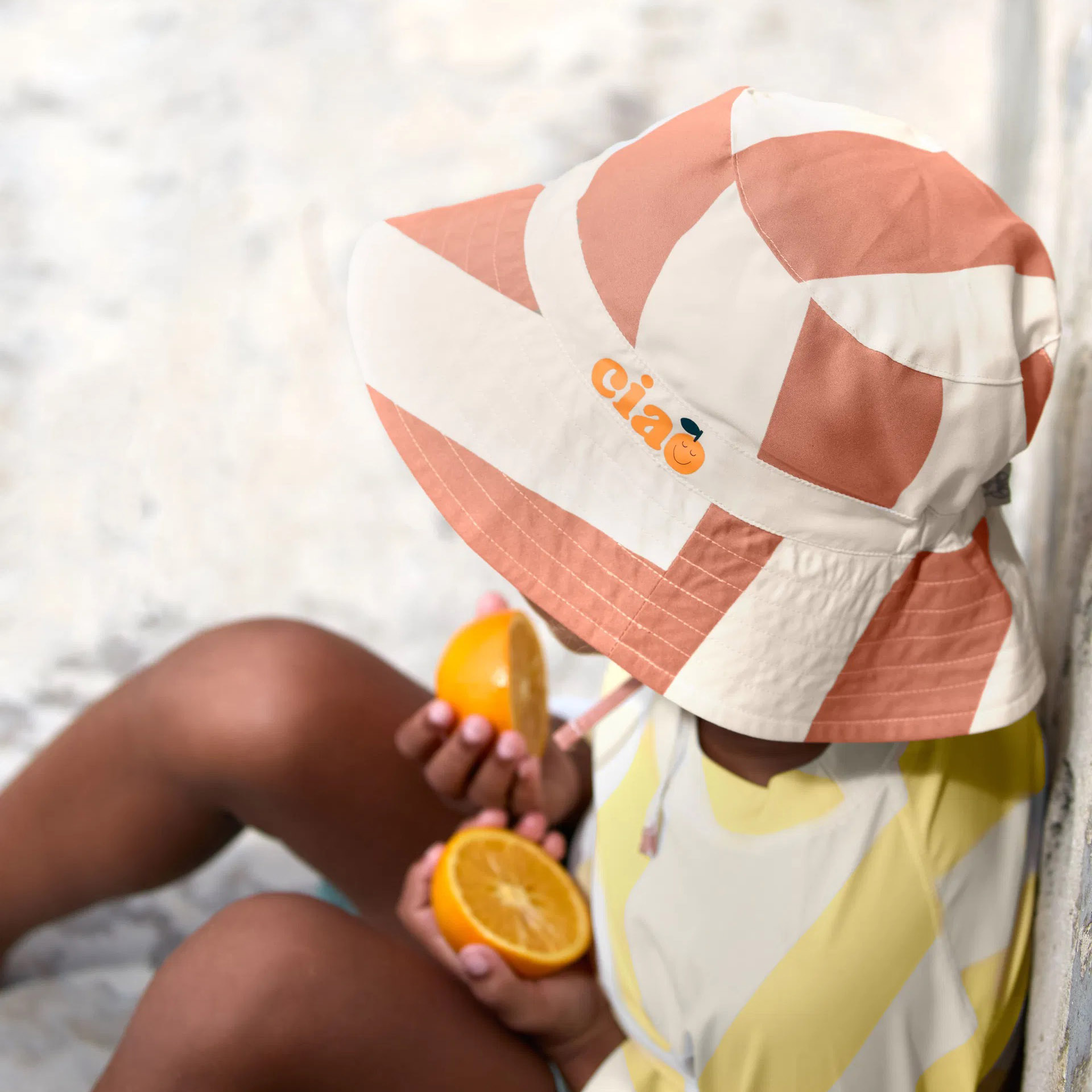 UV-Fischerhut Streifen Ciao Braun Weiß