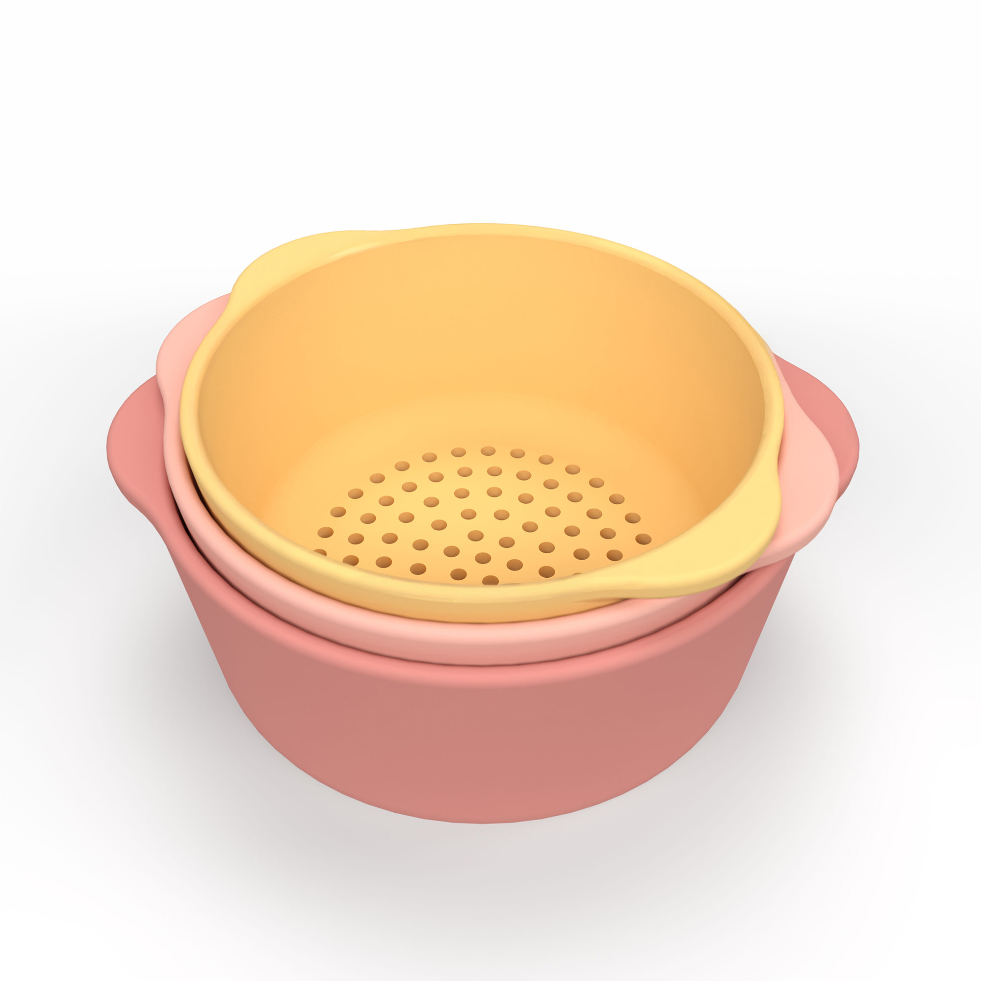 Stapelbare Silikon-Schalen Corall/Gelb Pastell