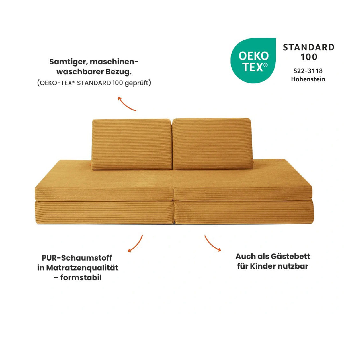 Spielsofa Cord Senf Gelb