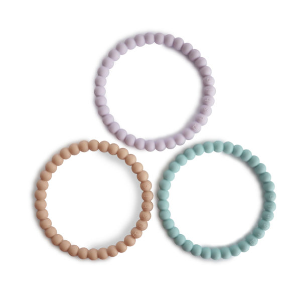 Beißring Armband Pearl Lilac/Cyan/Soft Peach