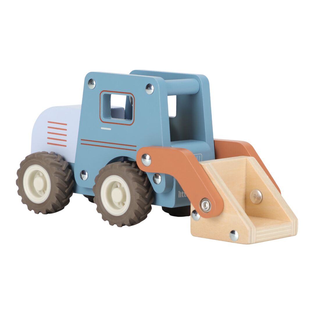 Bulldozer mit Holzpuppe