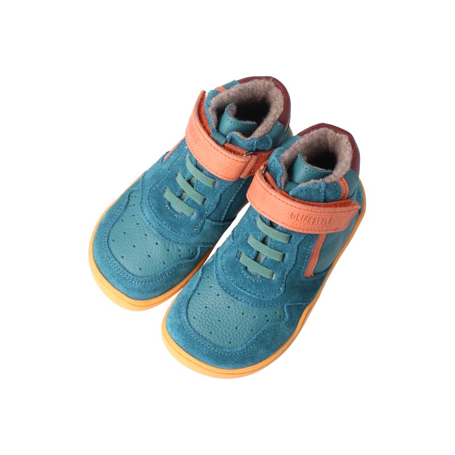 Barfußschuhe anurafroschSTYLE petrol Sneaker hoch Wolle