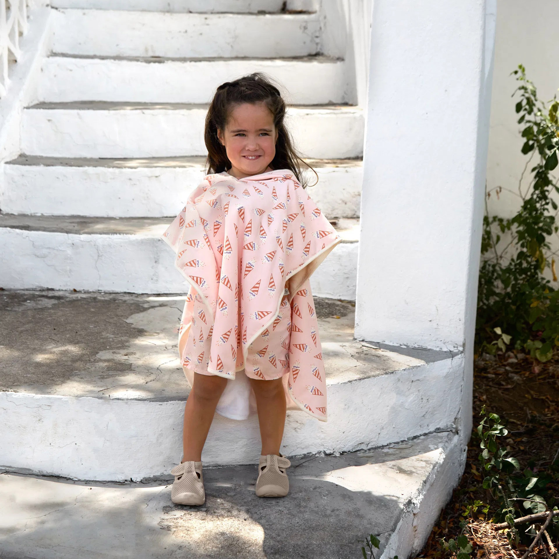 UV-Bade Poncho Eis Rosa