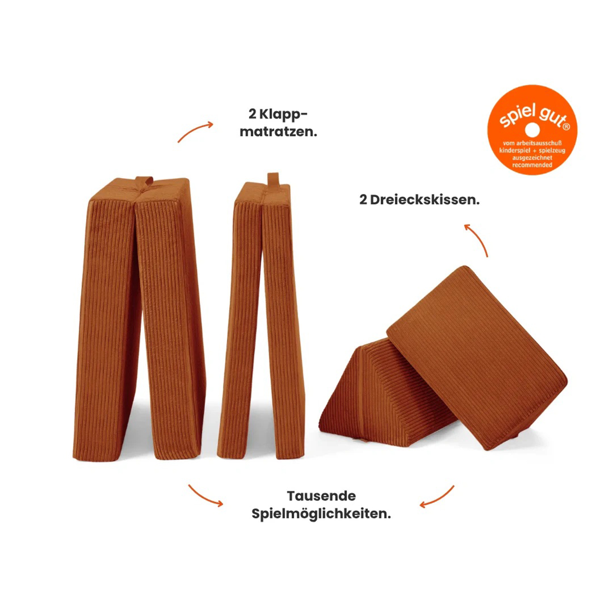 Spielsofa Cord Rost Orange