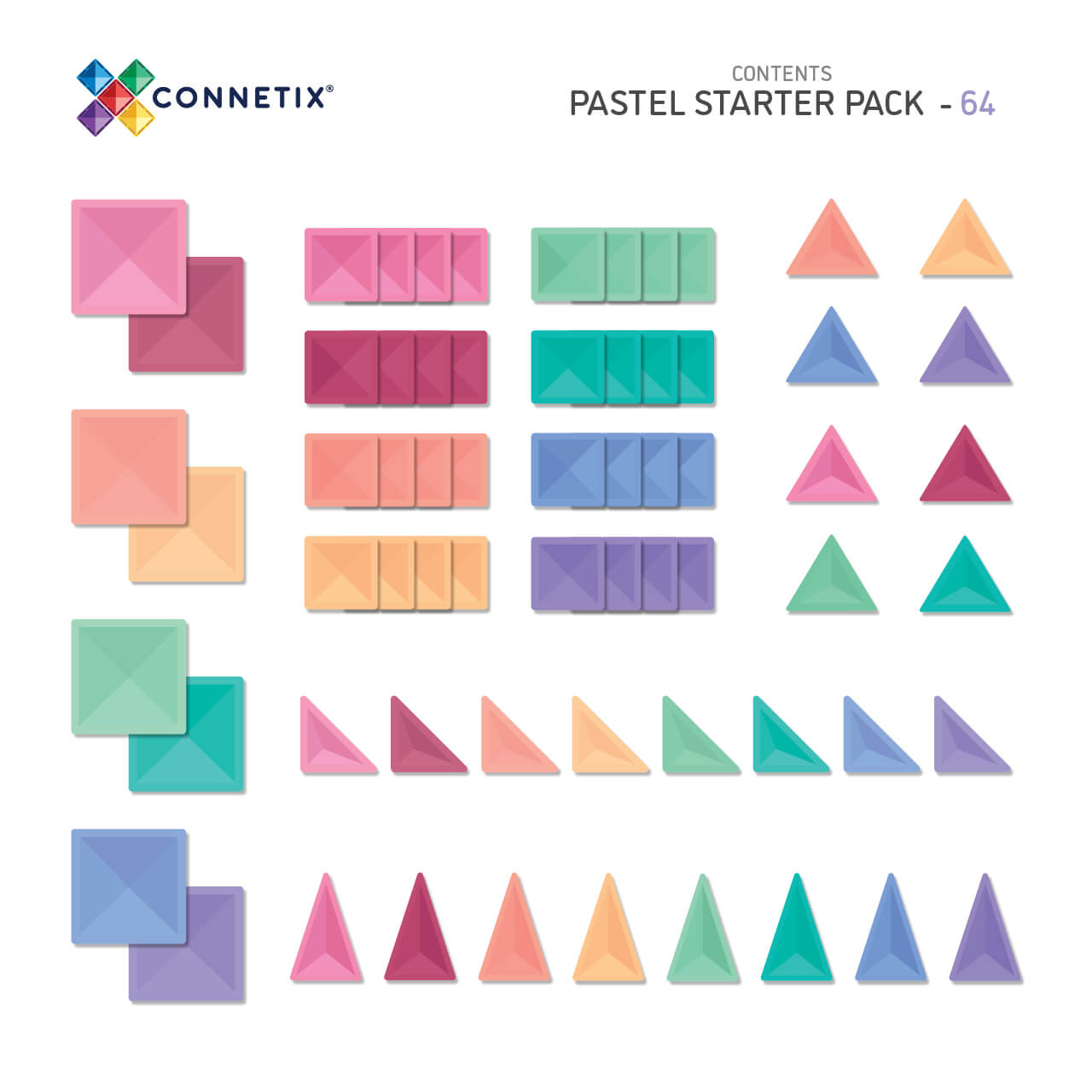 Magnetbausteine Pastel Starter Pack 64tlg.