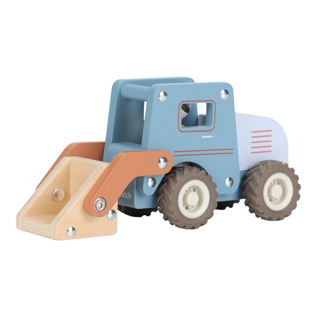 Bulldozer mit Holzpuppe