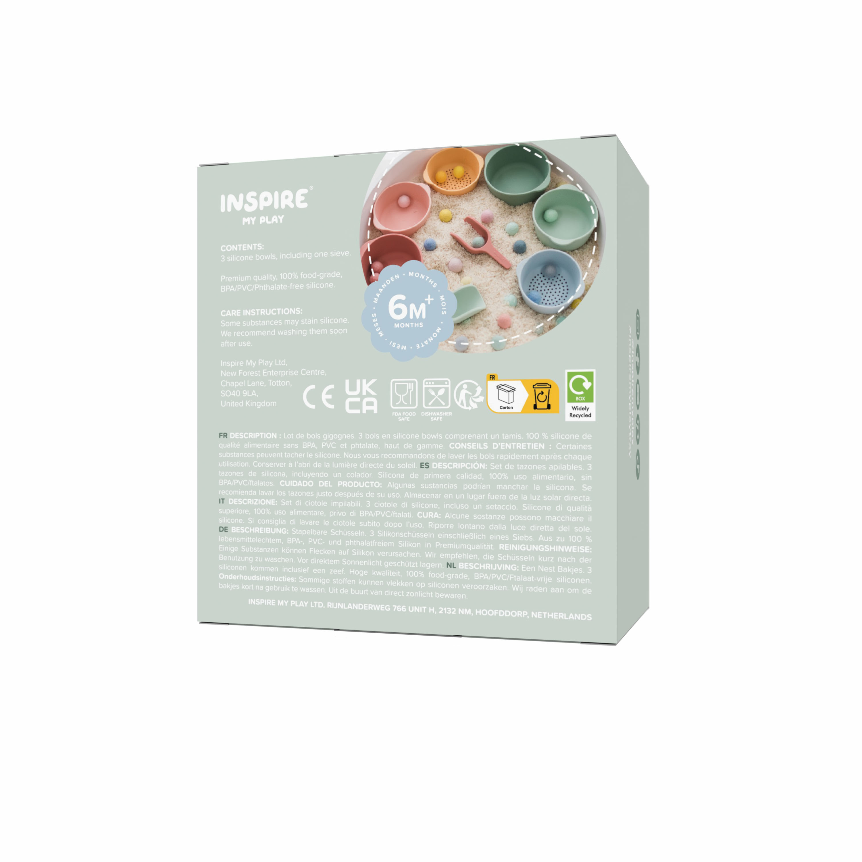 Stapelbare Silikon-Schalen Grün/Blau Pastell