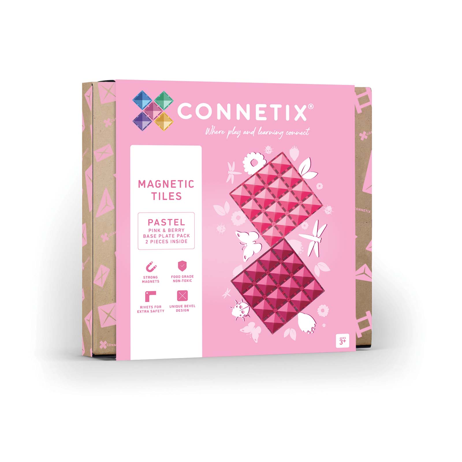 Magnetbausteine Basisplatten Pastel Pink und Berry 2tlg.