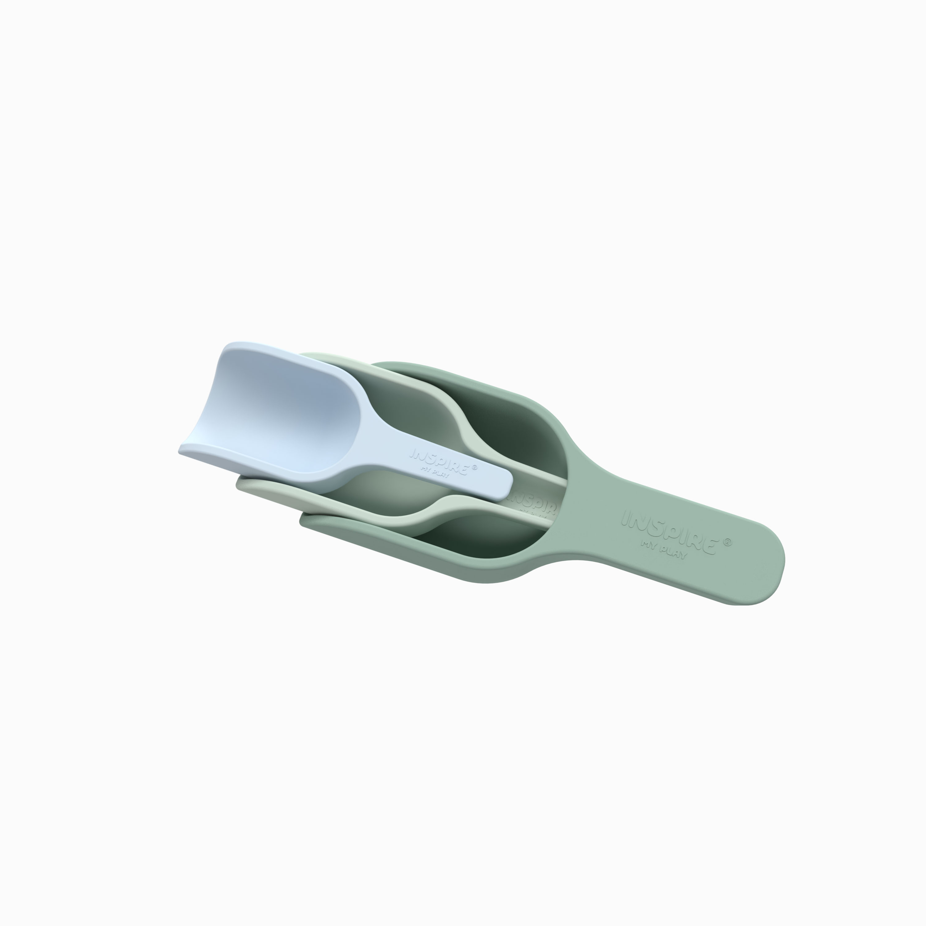 Stapelbares Silikon-Schaufel Set Grün/Blau Pastell