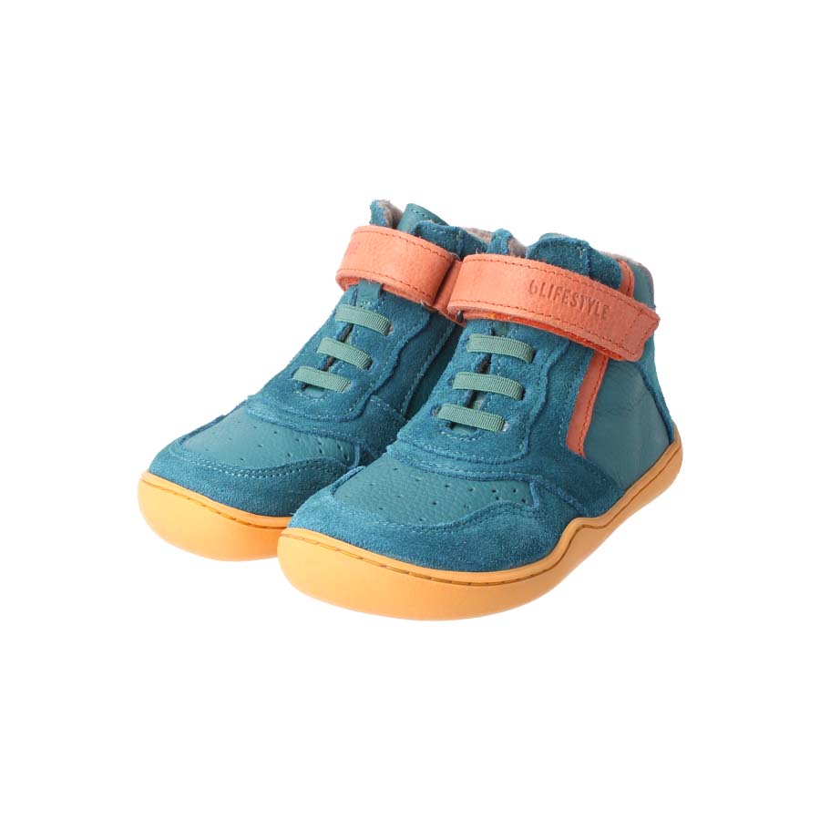 Barfußschuhe anurafroschSTYLE petrol Sneaker hoch Wolle