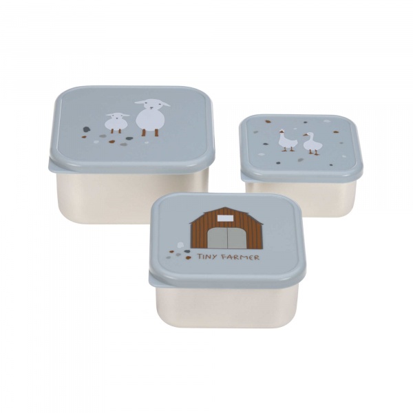 Snackbox Set Edelstahl Tiny Farmer Blau