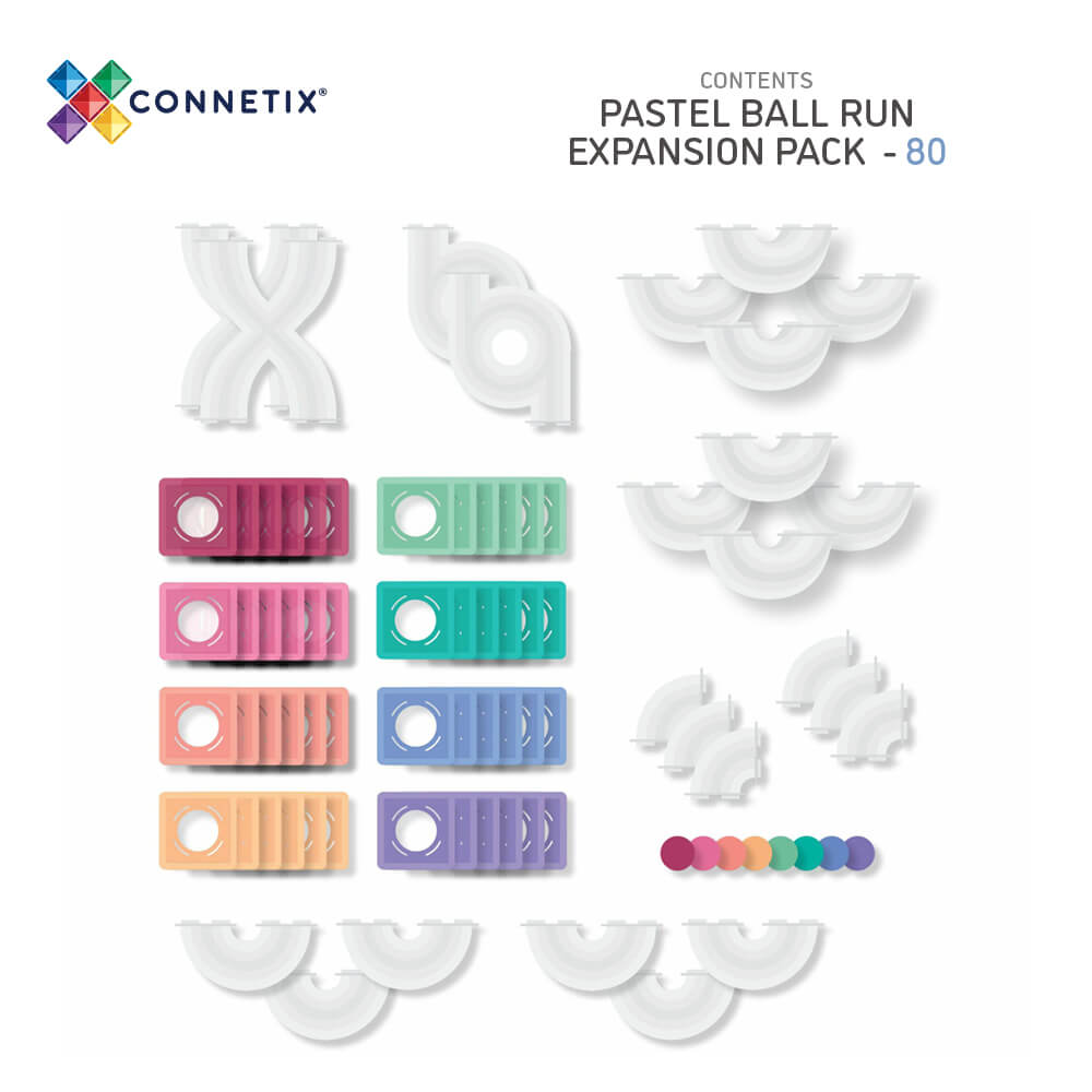 Magnetbausteine Ergänzungsset Pastel Kugelbahn Pack 80tlg.