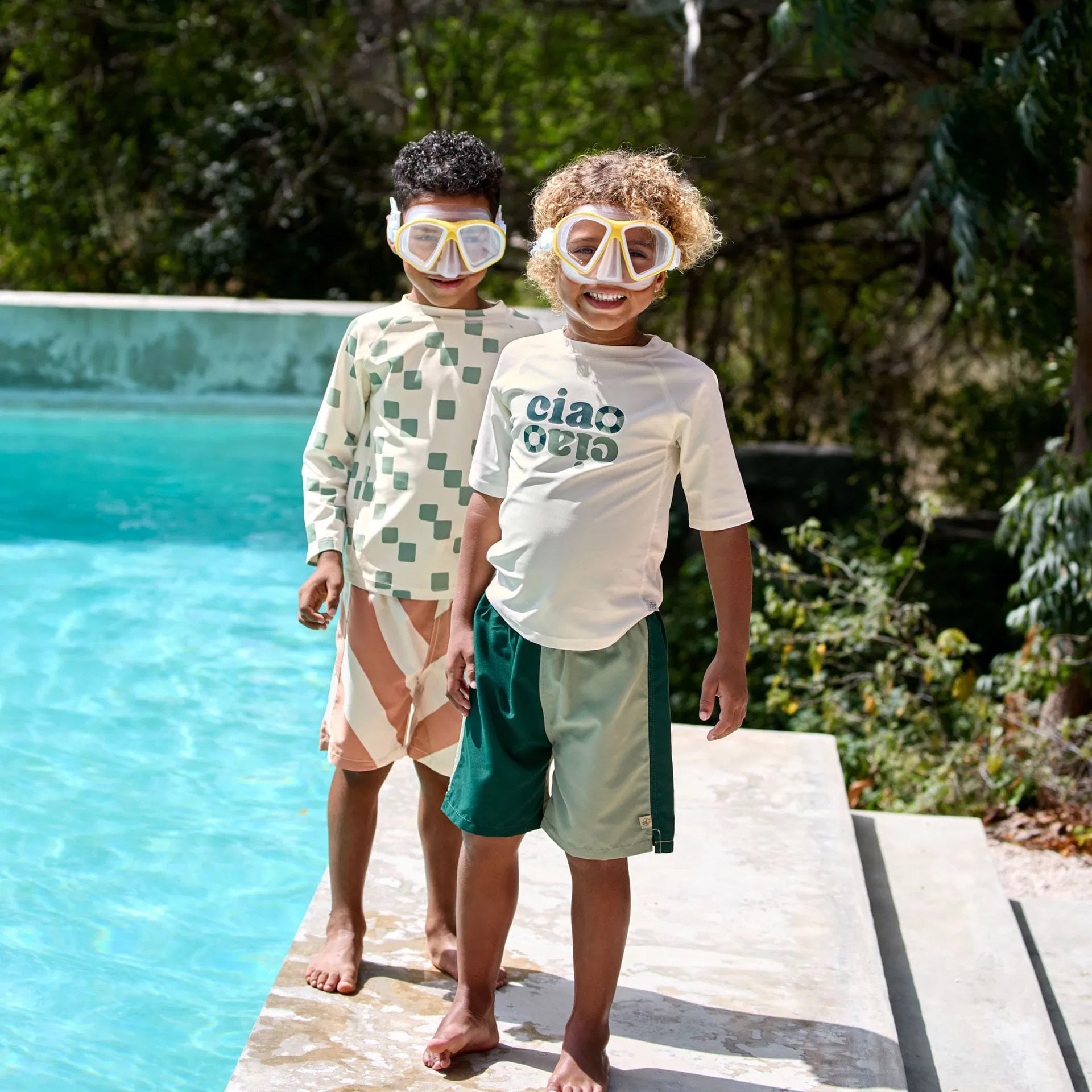 UV-Badehose Streifen Braun Weiß