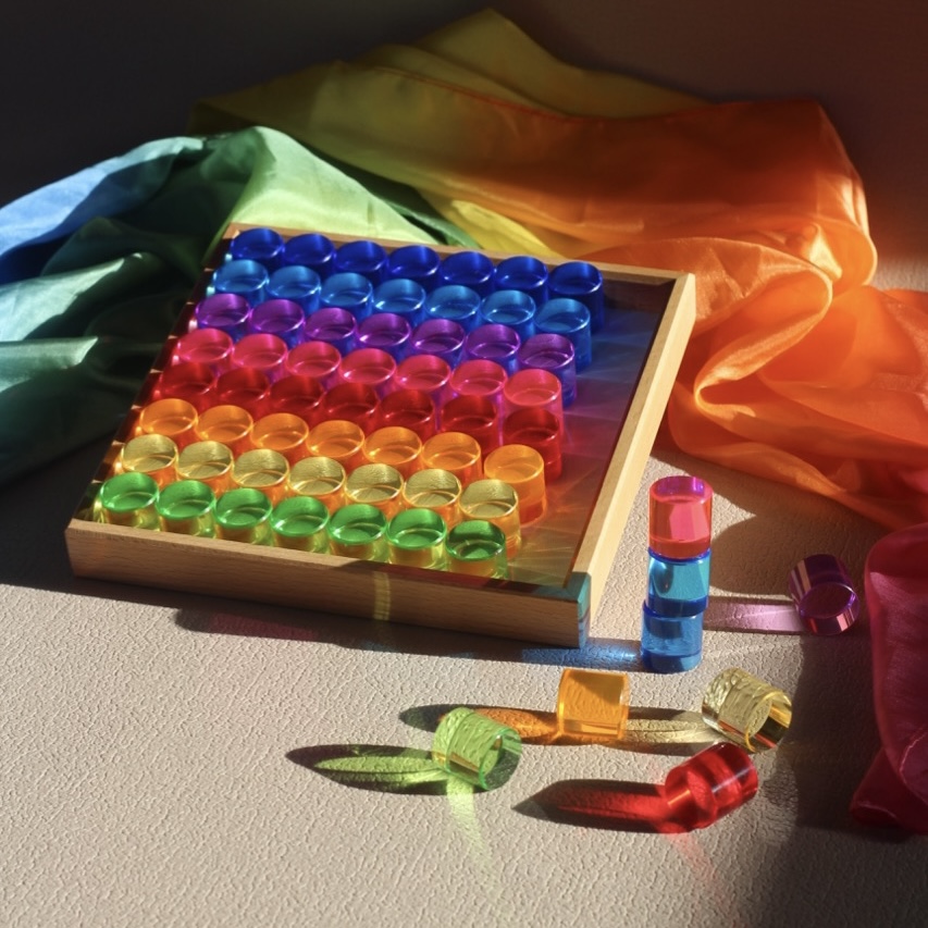 Lichtbauzylinder im Holzkasten 64tlg.