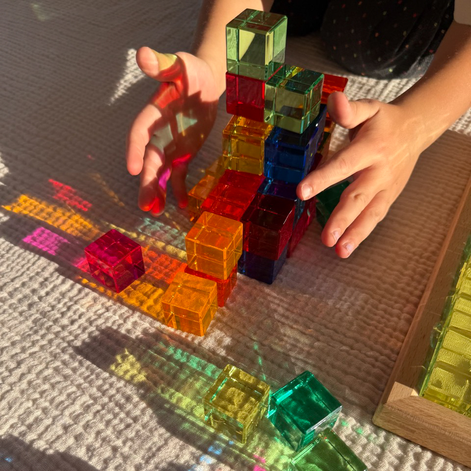 Lichtbauwürfel im Holzkasten 100tlg.