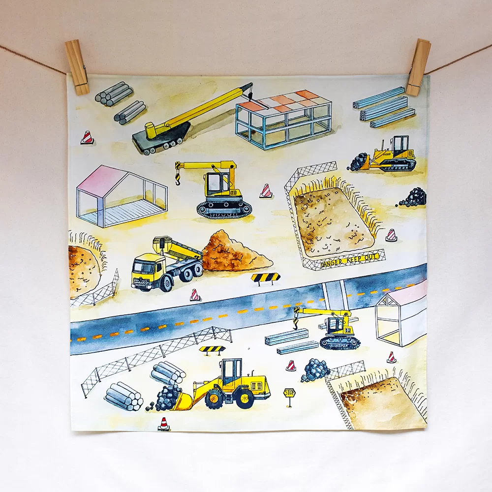 Spieltuch At the building site 100 x 100 cm