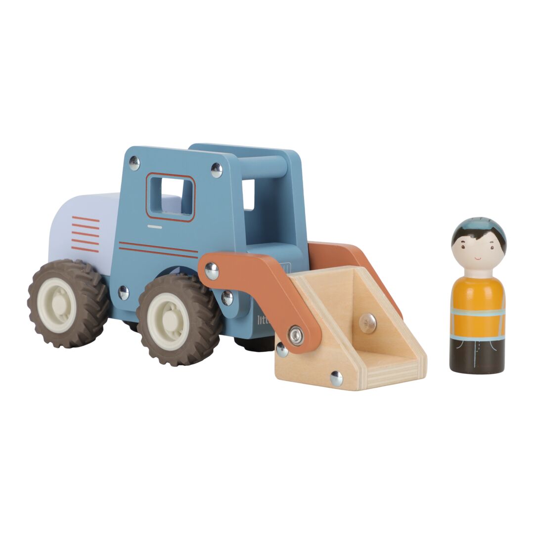 Bulldozer mit Holzpuppe