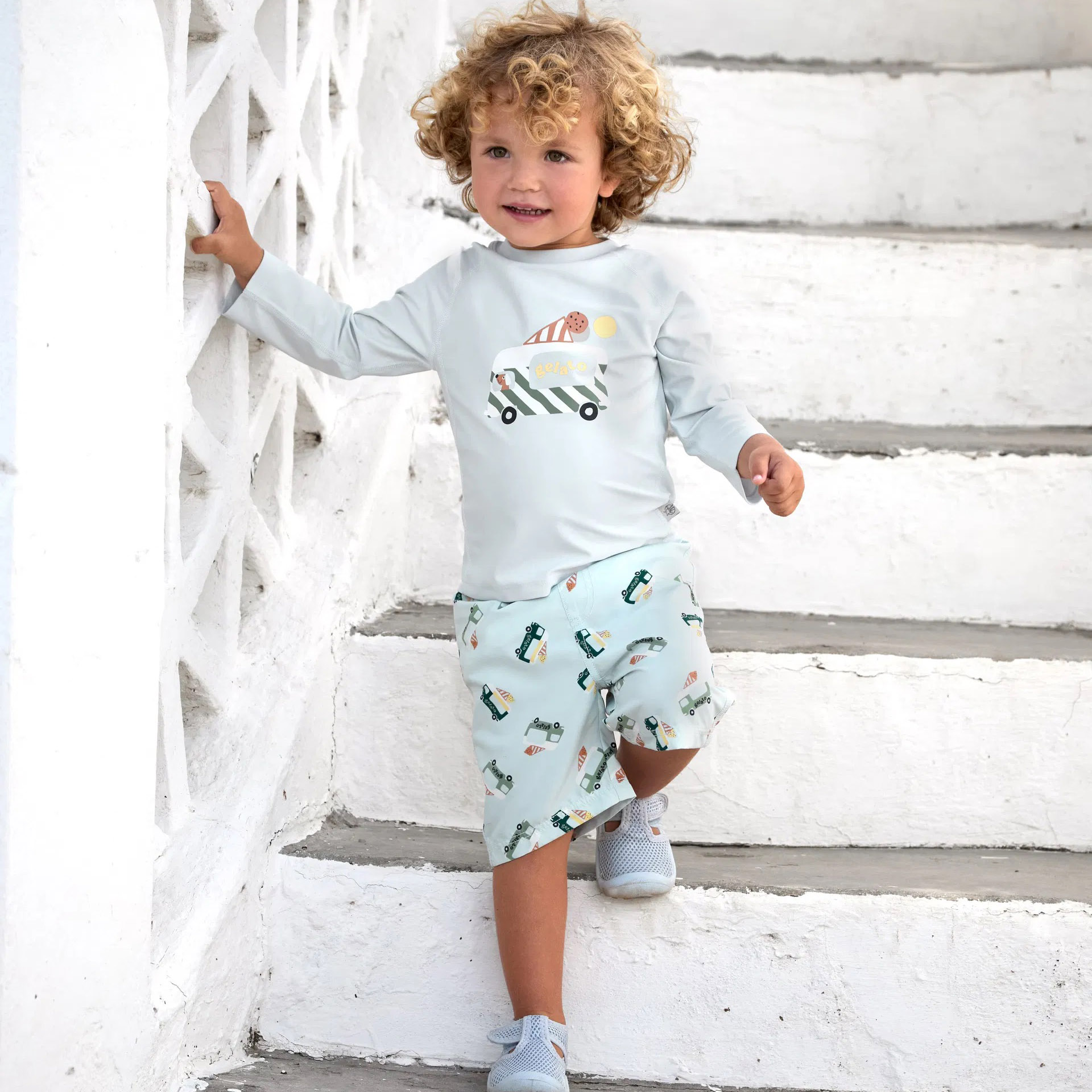 UV-Shirt langarm Eiswagen Blau