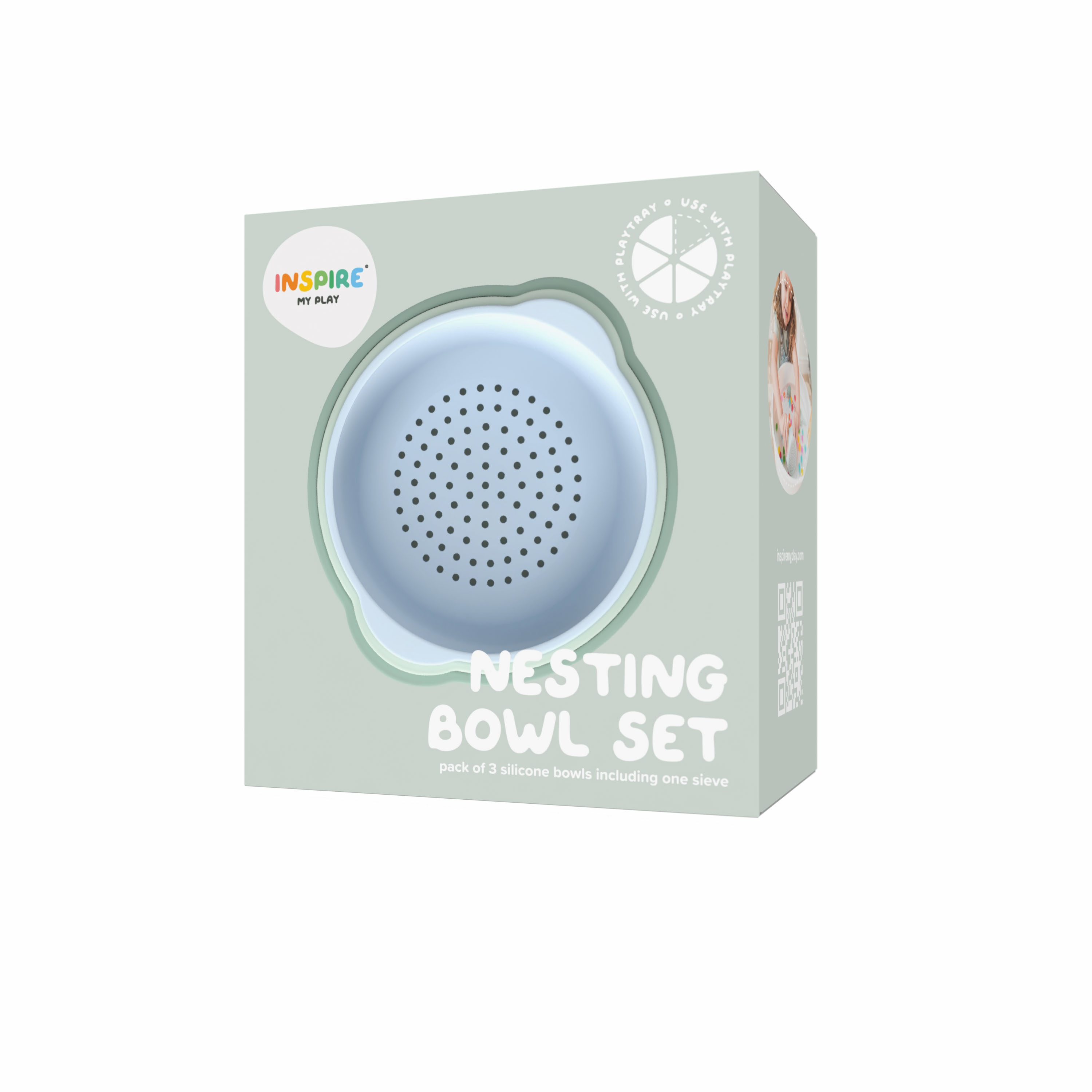 Stapelbare Silikon-Schalen Grün/Blau Pastell