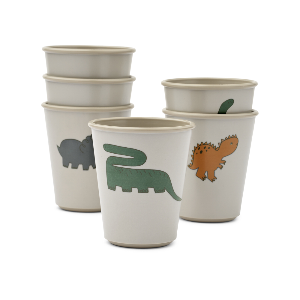 Lana Becher 6er Set Dinosaurs / Mist Lana Becher 6er Set Dinosaurs / Mist
