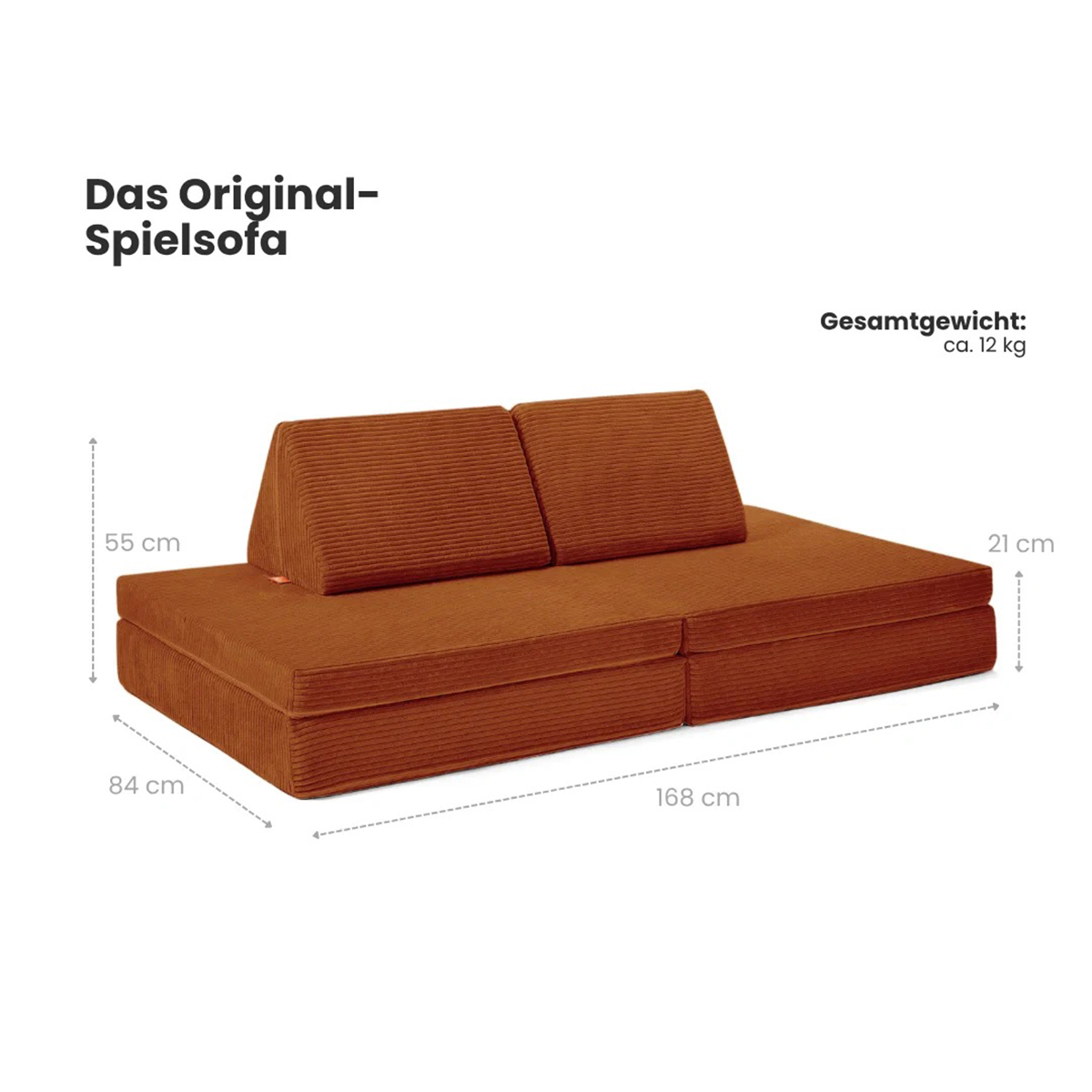Spielsofa Cord Rost Orange