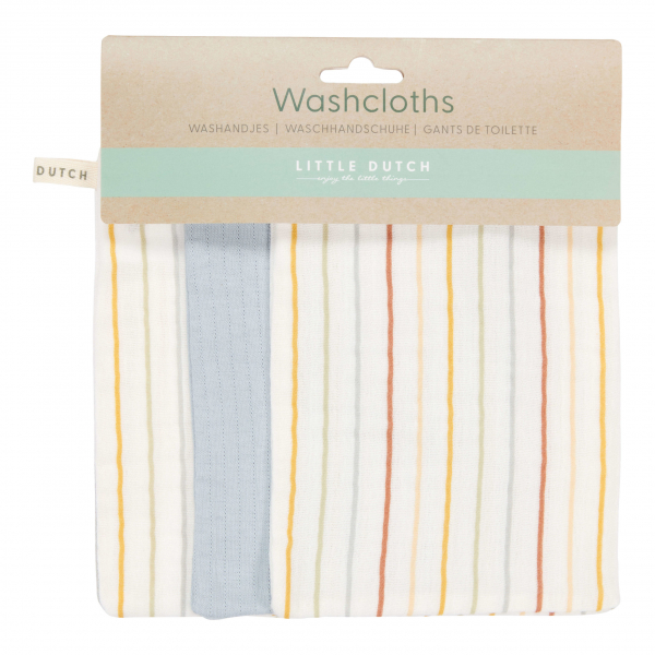 Waschlappen Set Vintage Sunny Stripes/Pure Soft Blue