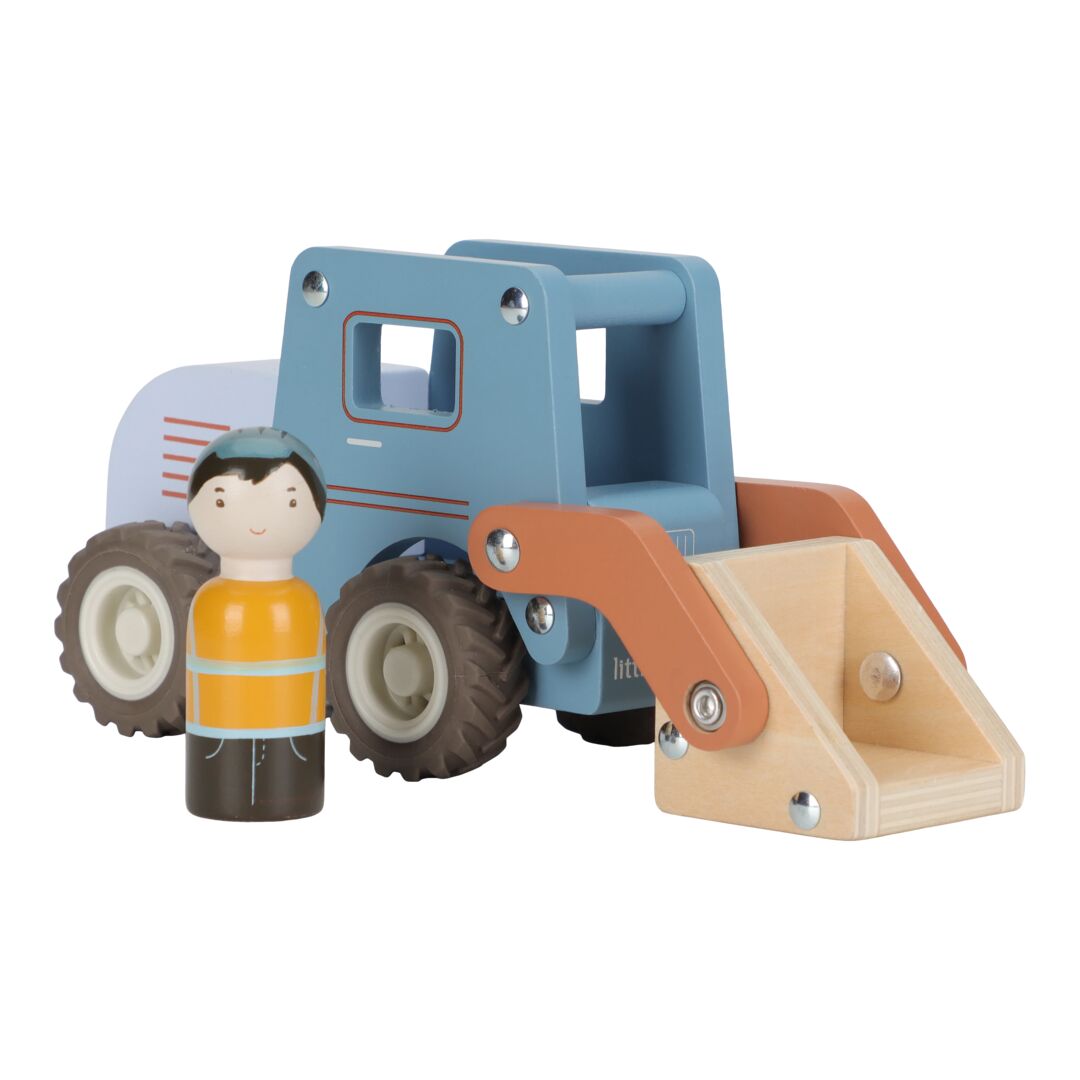 Bulldozer mit Holzpuppe