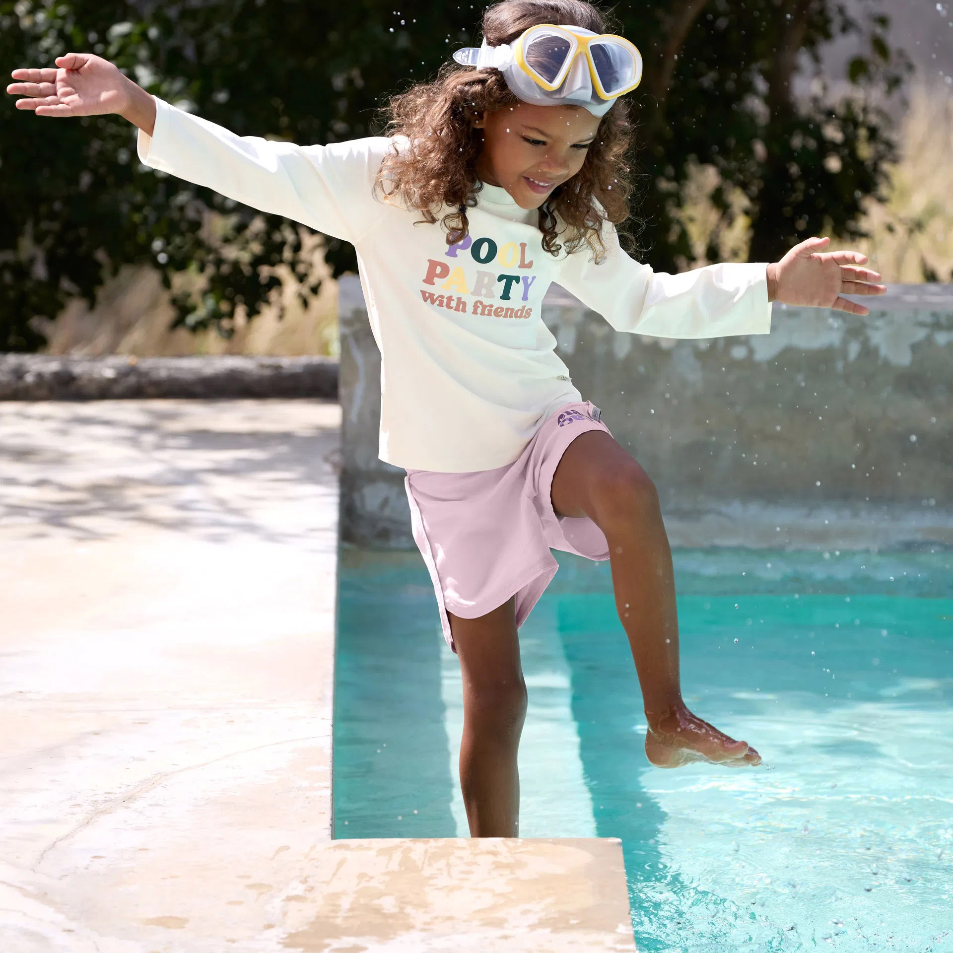 UV-Shirt langarm Pool Party Weiß