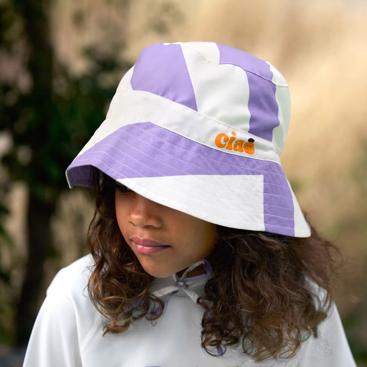 UV-Fischerhut Streifen Ciao Lila Weiß