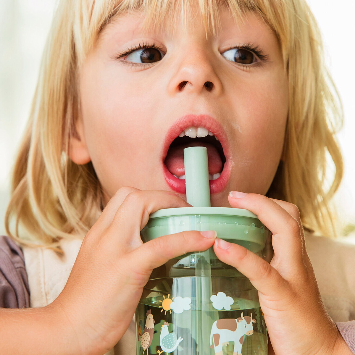Trinkglas Mio 250 ml mit Trinkhalm Little Farm Trinkglas Mio 250 ml mit Trinkhalm Little Farm