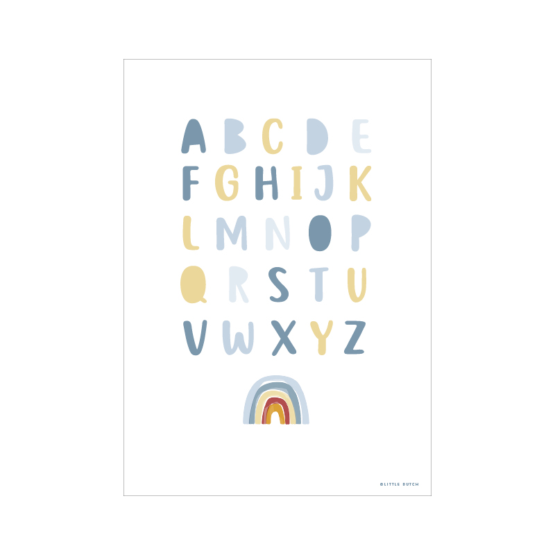 Poster Regenbogen Alphabet Blau