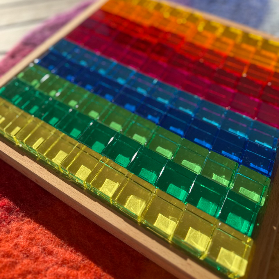 Lichtbauwürfel im Holzkasten 100tlg.