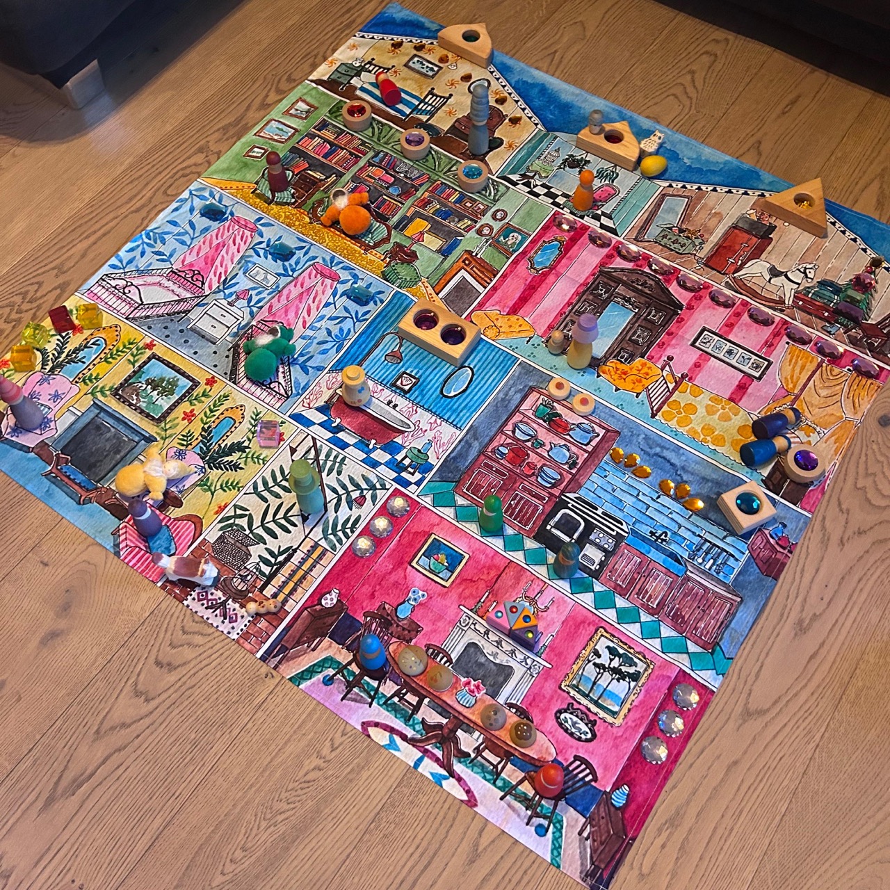 Spieltuch Welcome to the Dollhouse 100 x 100 cm