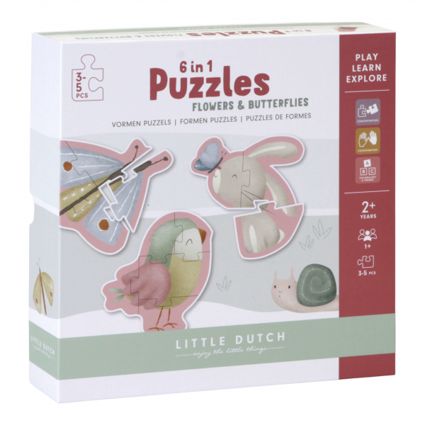 6 in 1 Puzzle Set Flowers and Butterflies