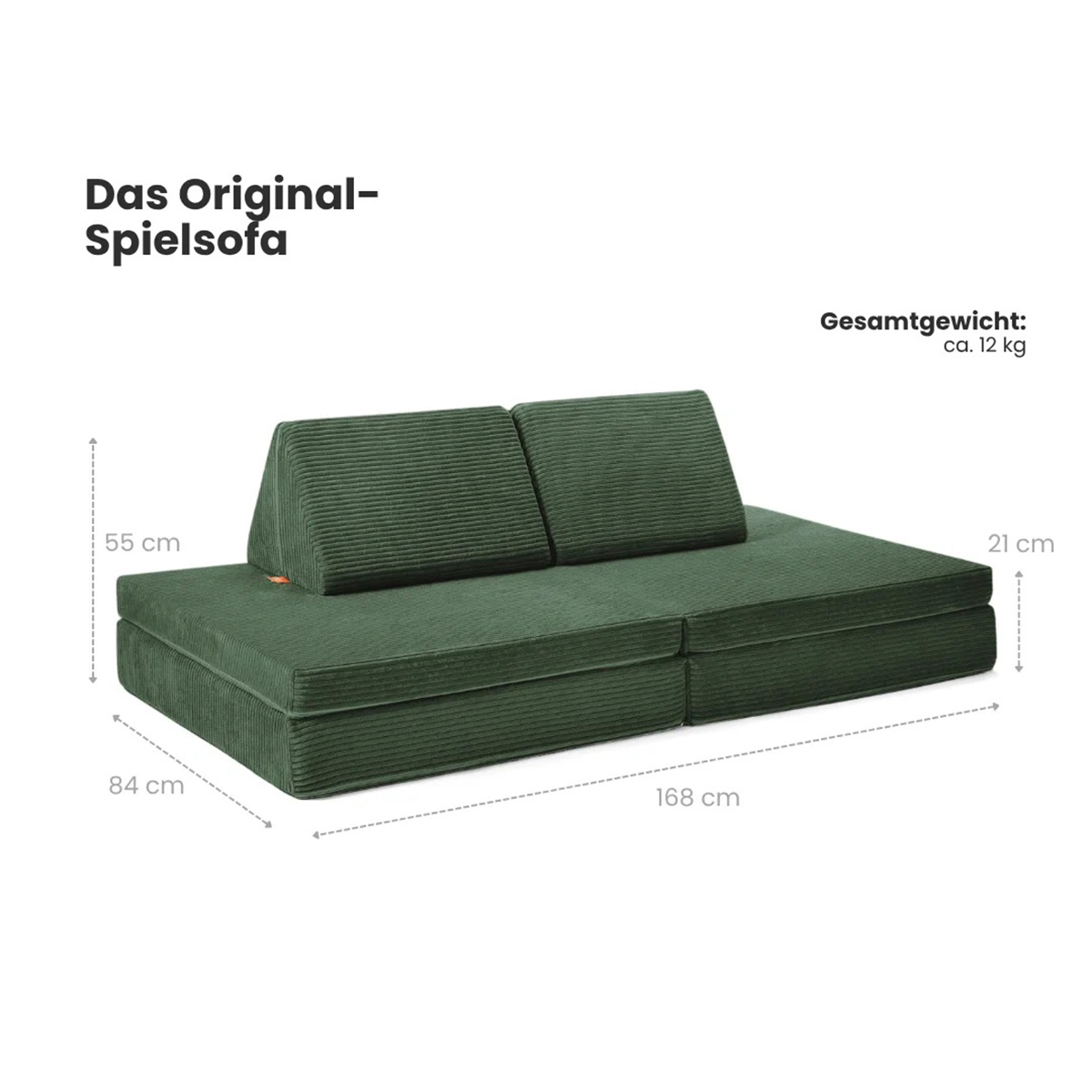 Spielsofa Cord Tannen Grün