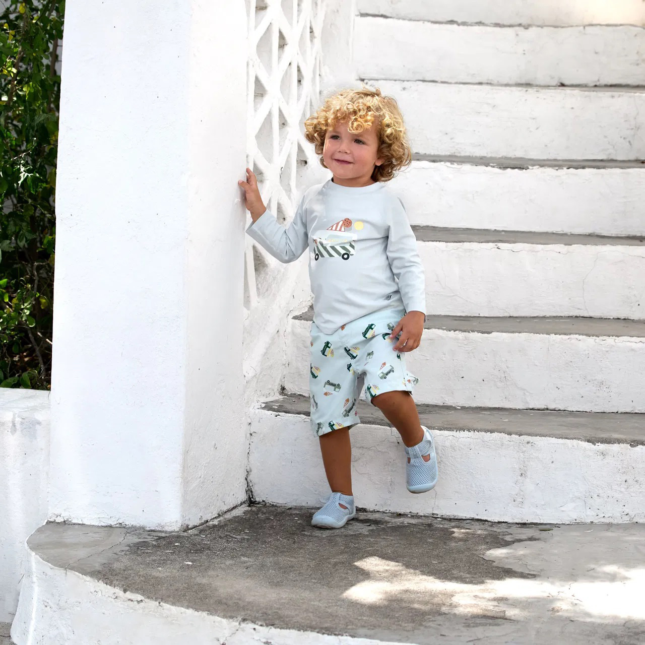 UV-Badehose (mit Windeleinsatz) Eiswagen Blau