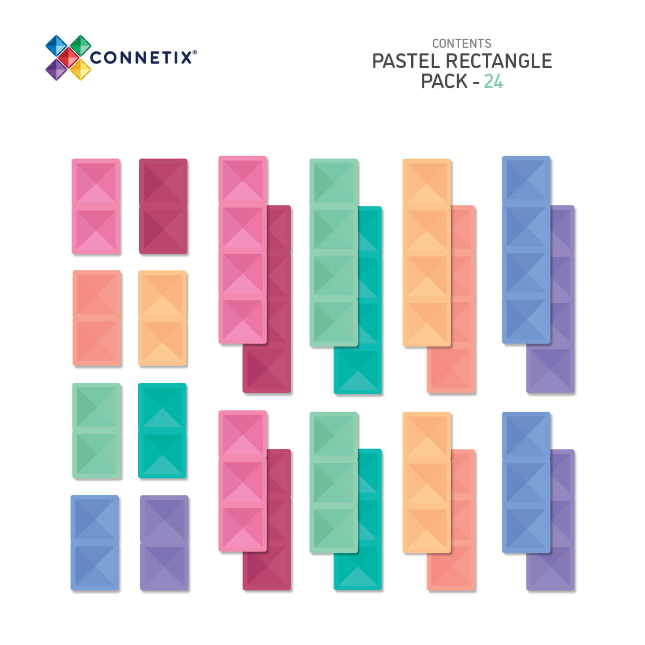 Magnetbausteine Pastel Rectangle Pack 24tlg.