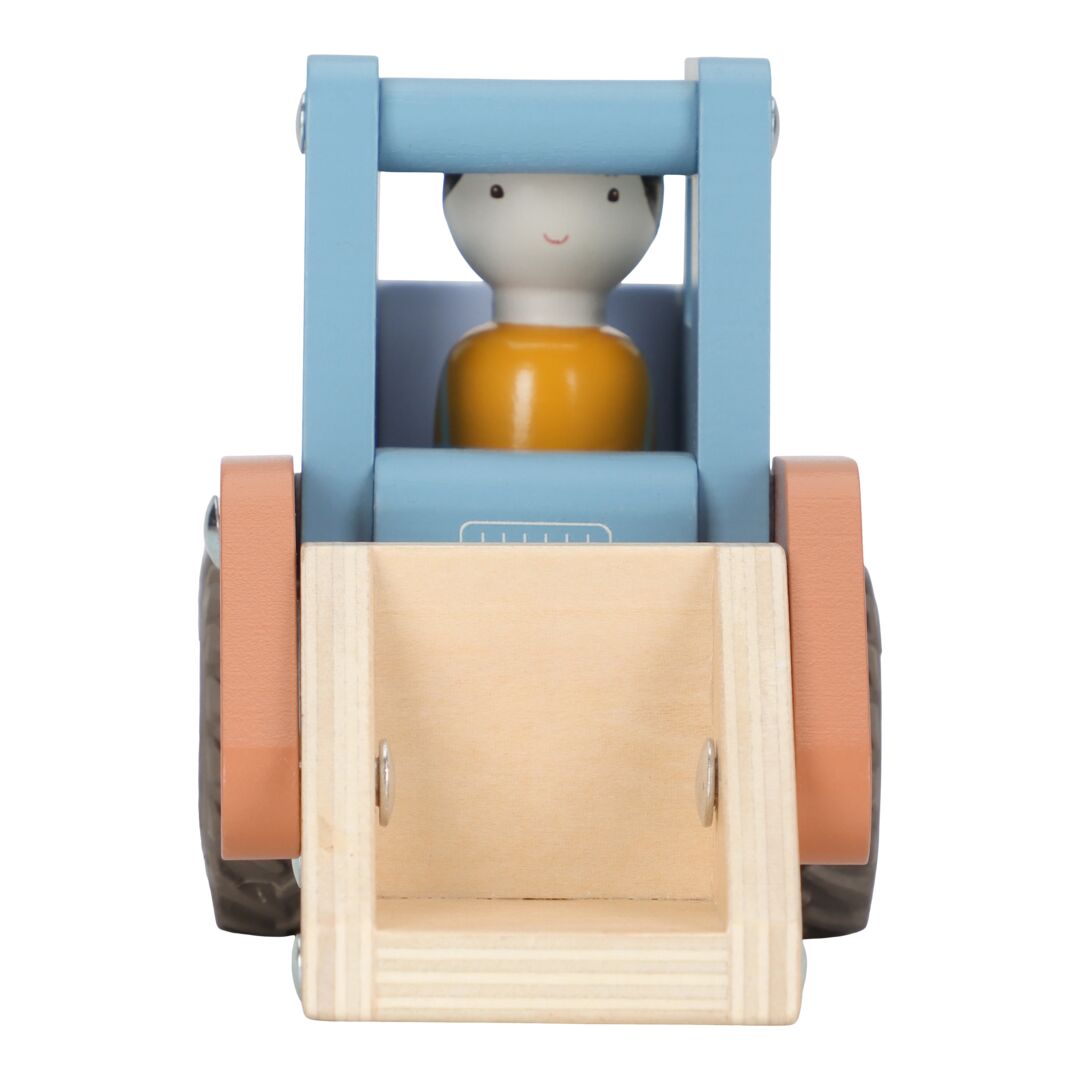 Bulldozer mit Holzpuppe