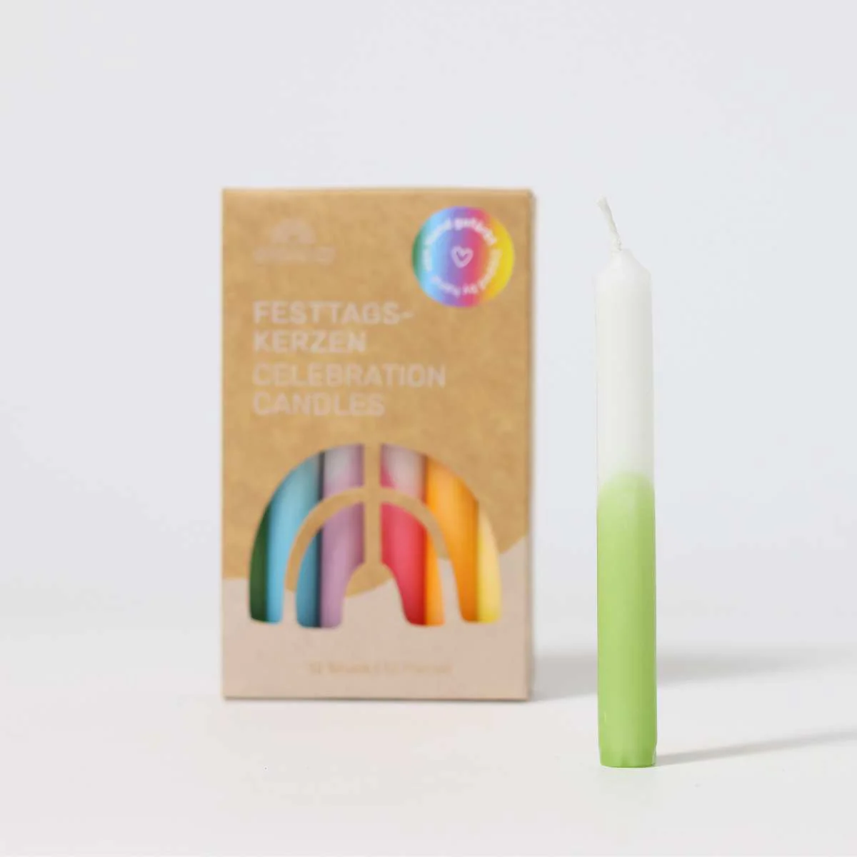 Festtags-Kerzen Dip-Dye Regenbogen