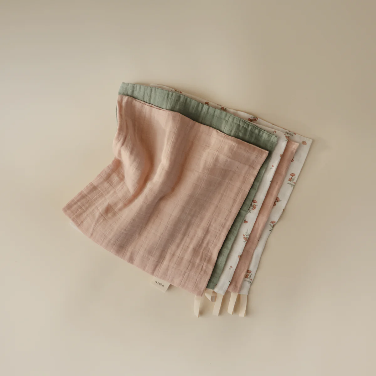 Waschlappen Set Musselin Pink Flowers Waschlappen Set Musselin Pink Flowers