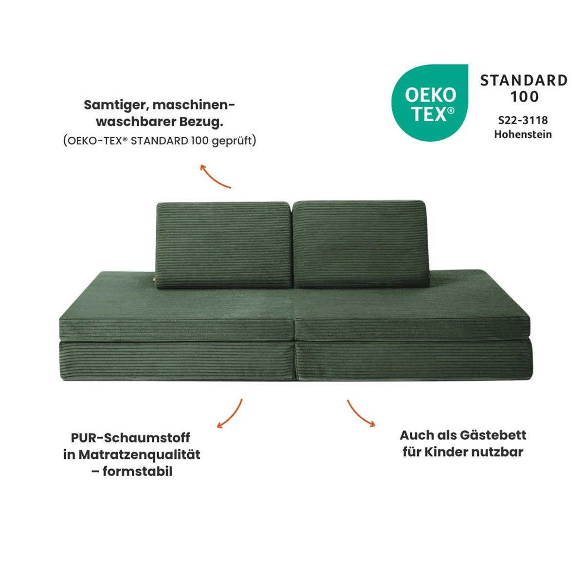 Spielsofa Cord Tannen Grün