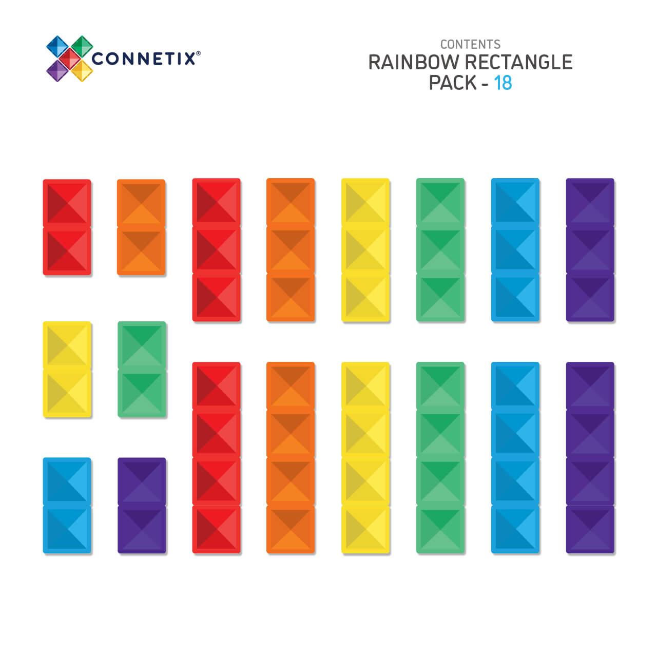 Magnetbausteine Rainbow Rectangle Pack 18tlg.