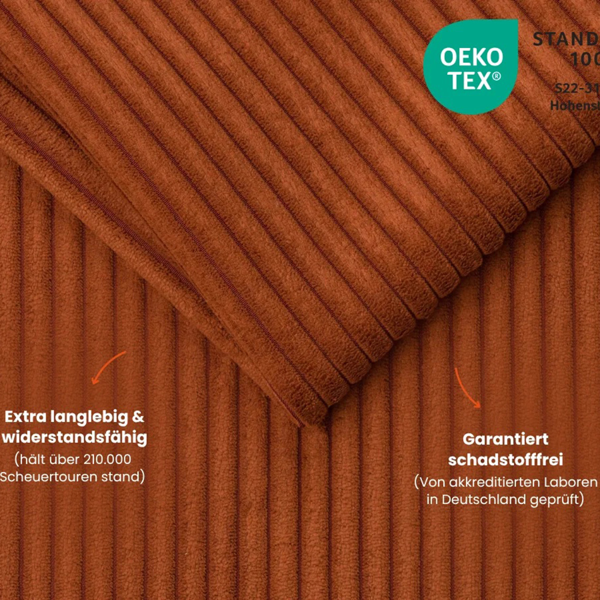 Spielsofa Cord Rost Orange