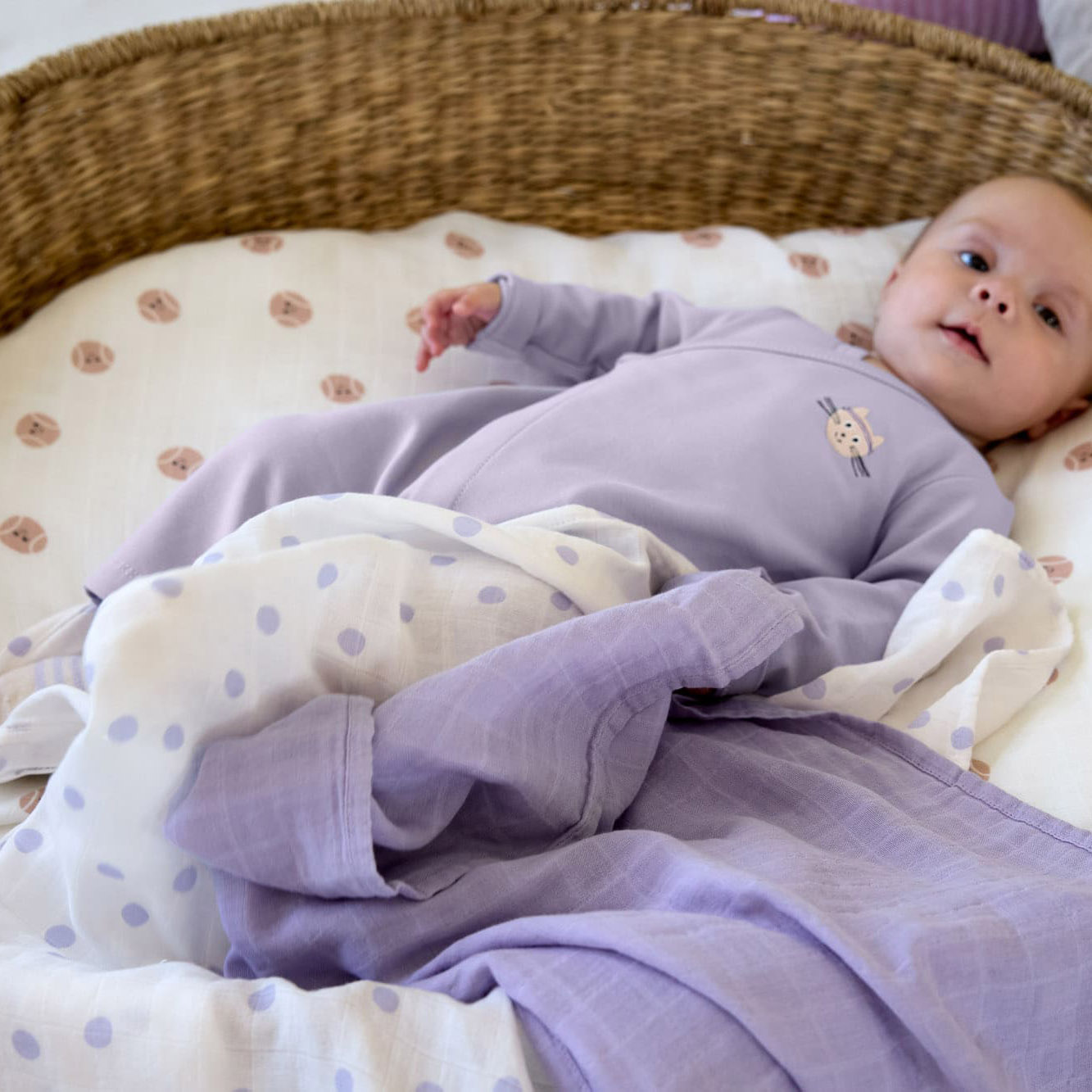 Mulltücher Set Tiny Team Pastell Lilac