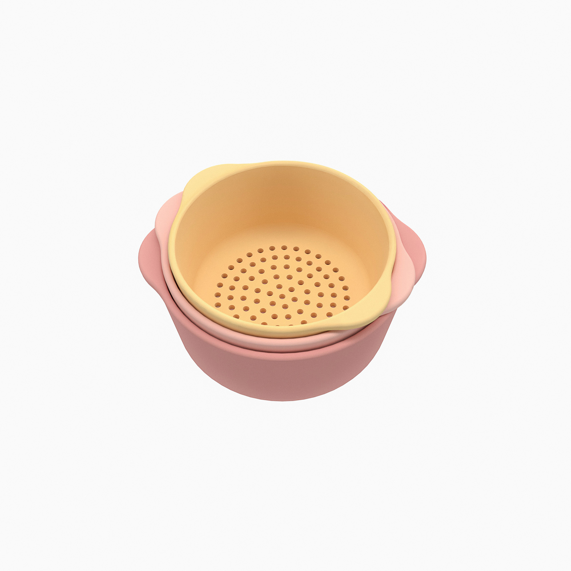 Stapelbare Silikon-Schalen Corall/Gelb Pastell